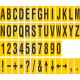 Buchstabenaufkleber, Gelb - Schwarz, identischer Buchstabe