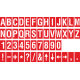 Buchstabenaufkleber, Rot - Weiß, identischer Buchstabe