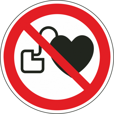 Aufkleber "Kein Zutritt für Personen mit Herzschrittmachern oder implantierten Defibrillatoren"