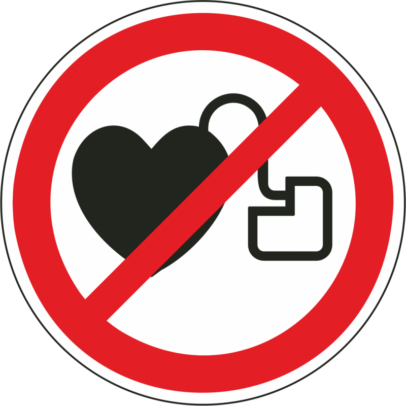 Kein Zutritt für Personen mit Herzschrittmachern oder Defibrillatoren 20cm Ø Alu 