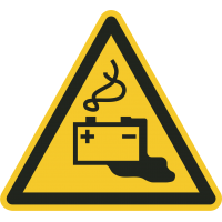 "Warnung vor Gefahren durch das Aufladen von Batterien"-Fußbodenaufkleber