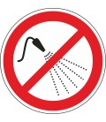 Aufkleber "mit Wasser spritzen verboten"
