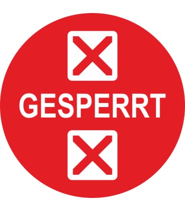 Prüfplaketten mit dem Text “Gesperrt”