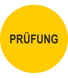 Prüfplaketten mit dem Text “Prüfung”