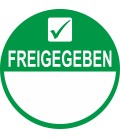 Beschreibbare Prüfplaketten mit dem Text “Freigegeben”