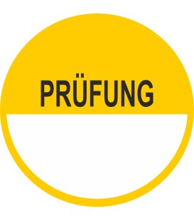 Beschreibbare Prüfplaketten mit dem Text “Prüfung”