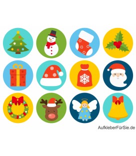 Blatt mit verschiedenen Weihnachtsaufklebern (12 St.)