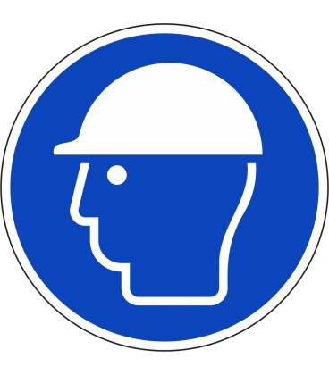 Schilder "Kopfschutz benutzen"