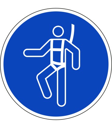 Schilder "Auffanggurt benutzen"