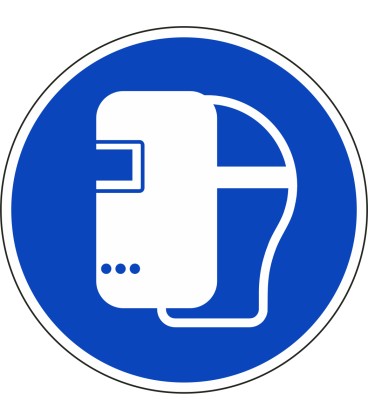 Schilder "Schweißmaske benutzen"
