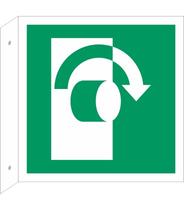 Schilder "Öffnet rechtsdrehend" (rechtwinkliges Modell)