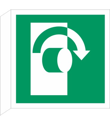 Schilder "Öffnet rechtsdrehend" (rechtwinkliges Modell)