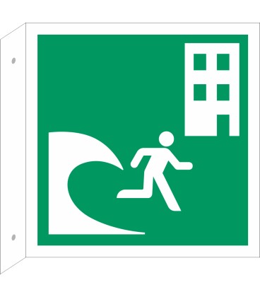 Schilder "Tsunami-Evakuierungsgebäude" (rechtwinkliges Modell)