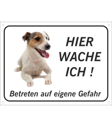 Jack Russell Terrier "Hier wache ich"-Schild (schwarz)