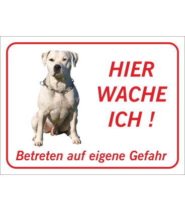 Perro Pitbull "Hier wache ich"-Schild (rot)