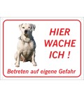 Perro Pitbull "Hier wache ich"-Schild (rot)