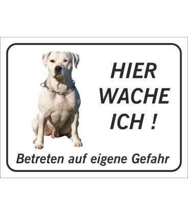 Perro Pitbull "Hier wache ich"-Schild (schwarz)