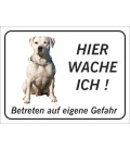 Perro Pitbull 'Hier wache ich'-Schild (schwarz)
