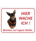 Zwergpinscher 'Hier wache ich'-Schild (rot)