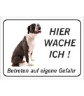 Boxer 'Hier wache ich'-Schild (schwarz)
