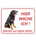 Hovawart 'Hier wache ich'-Schild (rot)