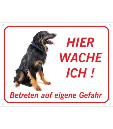 Hovawart "Hier wache ich"-Schild (rot)