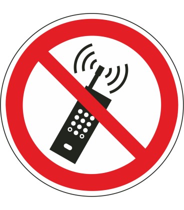 Schilder "Eingeschaltete Mobiltelefone verboten"