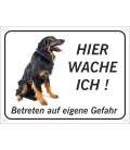 Hovawart "Hier wache ich"-Schild (schwarz)