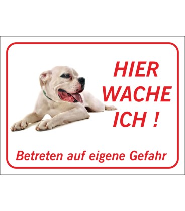 Dogo Argentino "Hier wache ich"-Schild (rot)