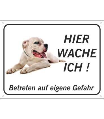 Dogo Argentino "Hier wache ich"-Schild (schwarz)