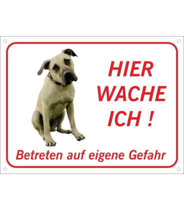 Amerikanische Mastiff  "Hier wache ich"-Schild (rot)