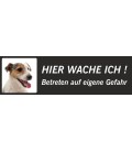 Jack Russell Terrier 'Hier wache ich'-Schild (schwarz, niedriges Modell)