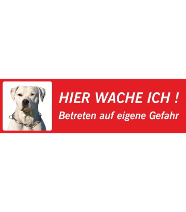 Perro Pitbull "Hier wache ich"-Schild (rot, niedrige Ausführung)