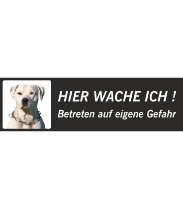 Perro Pitbull "Hier wache ich"-Schild (schwarz, niedrige Ausführung)