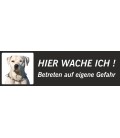 Perro Pitbull 'Hier wache ich'-Schild (schwarz, niedriges Modell)