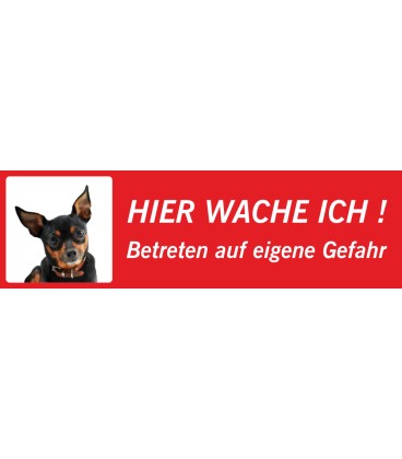 Chihuahua "Hier wache ich"-Schild (rot, niedrige Ausführung)