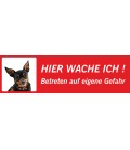 Zwergpinscher 'Hier wache ich'-Schild (rot, niedriges Modell)