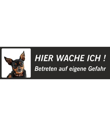 Chihuahua "Hier wache ich"-Schild (schwarz, niedrige Ausführung)