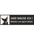 Zwergpinscher 'Hier wache ich'-Schild (schwarz, niedriges Modell)