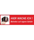 Boxer 'Hier wache ich'-Schild (rot, niedriges Modell)