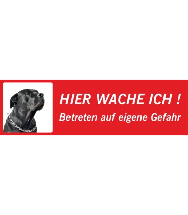 Italian Mastiff "Hier wache ich"-Schild (rot, niedriges Modell)