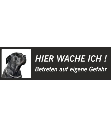 Italian Mastiff "Hier wache ich"-Schild (schwarz, niedriges Modell)