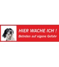 English Setter 'Hier wache ich'-Schild (rot, niedriges Modell)