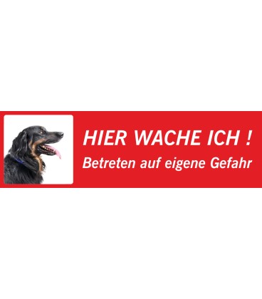 Hovawart "Hier wache ich"-Schild (rot, niedriges Modell)