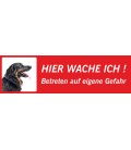 Hovawart 'Hier wache ich'-Schild (rot, niedriges Modell)
