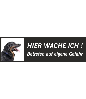 Hovawart "Hier wache ich"-Schild (schwarz, niedriges Modell)