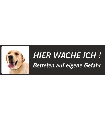 Labrador "Hier wache ich"-Schild (schwarz, niedriges Modell)