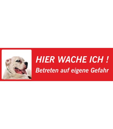 Dogo Argentino "Hier wache ich"-Schild (rot, niedriges Modell)