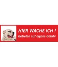 Dogo Argentino 'Hier wache ich'-Schild (rot, niedriges Modell)