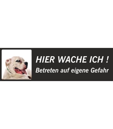 Dogo Argentino "Hier wache ich"-Schild (schwarz, niedriges Modell)